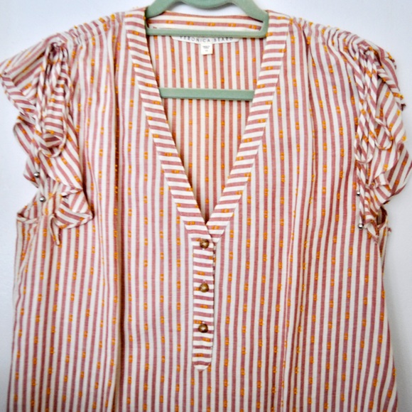 Veronica Beard Candy Stripe V-Neck Blouse - Picture 3 of 14